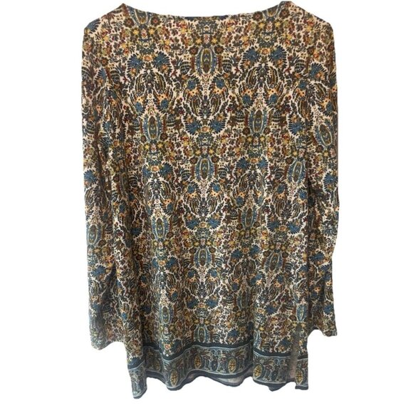 J Jill Floral Paisley Tapestry Print Long Sleeve Womens Knit Tunic Top M Boho - Picture 8 of 12